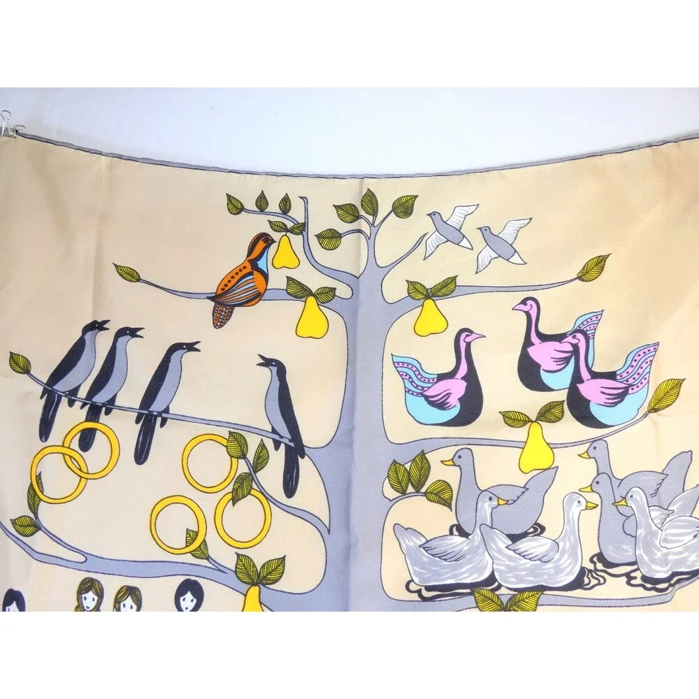 VTG Neiman Marcus 100% Silk Scarf Twelve Days of Christmas 30